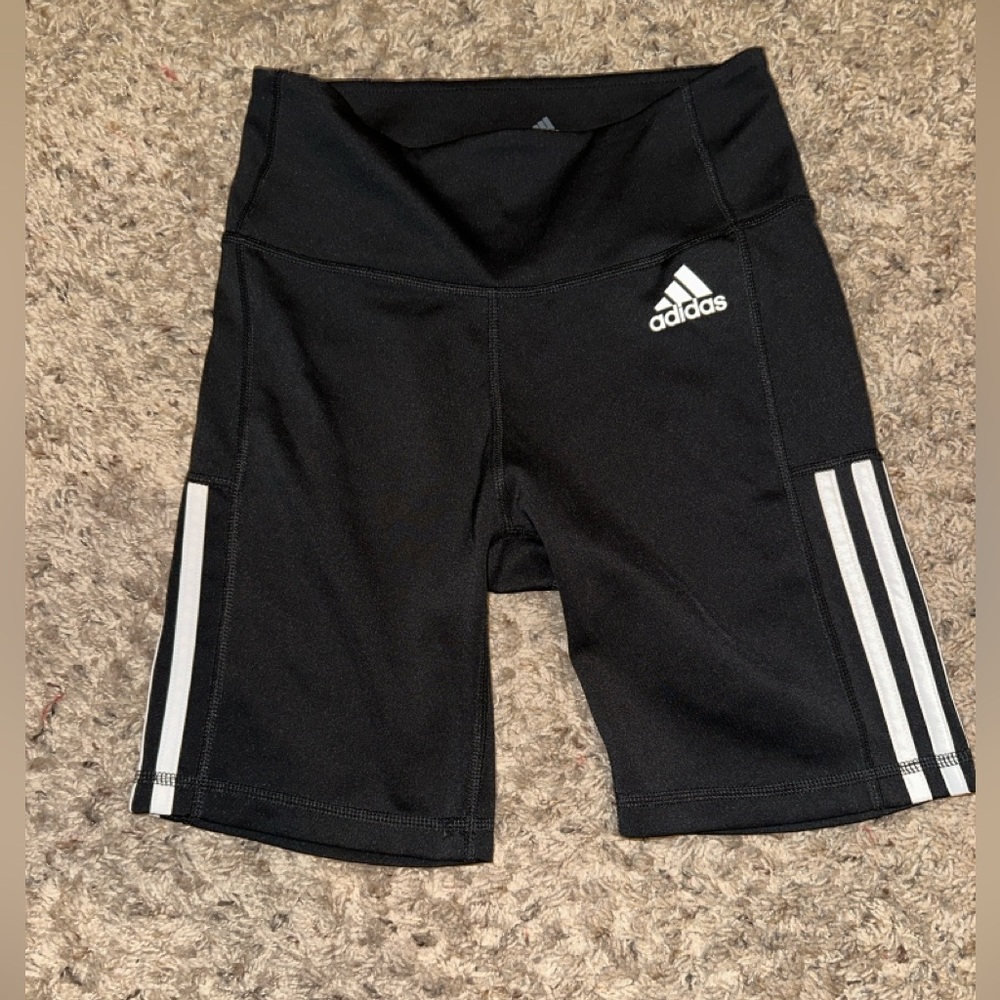 Adidas Black Shorts with White Stripes